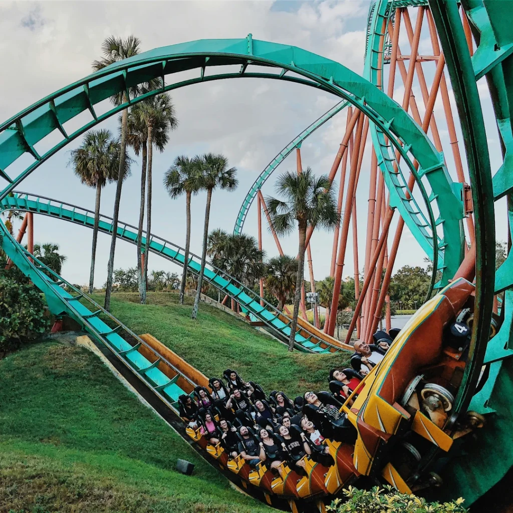 Rollercoaster ride at a theme park or amusement park